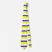 Cravate Horizontal-Rayée blanche et bleue jaune (Devant)