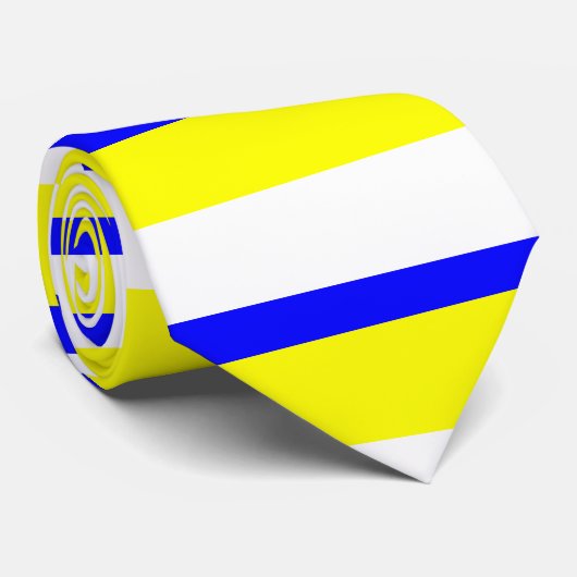 Cravate Horizontal-Rayée blanche et bleue jaune (Roulé)