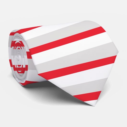 Cravate Horizontal-Rayée de gris et d'écarlate (Roulé)