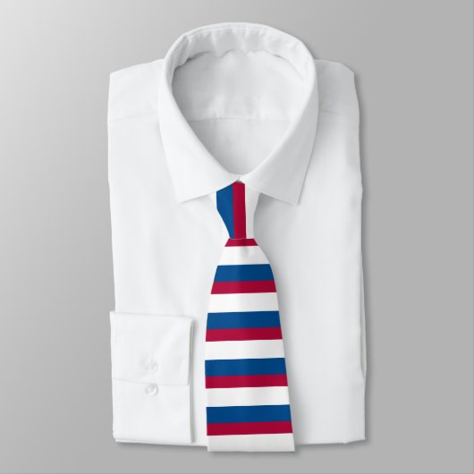 Cravate Horizontal-Rayée de rouge et blanche bleue (Attaché)