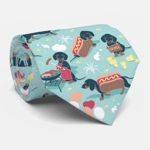 Cravate Hot dogs et limonade chien de dachshund été