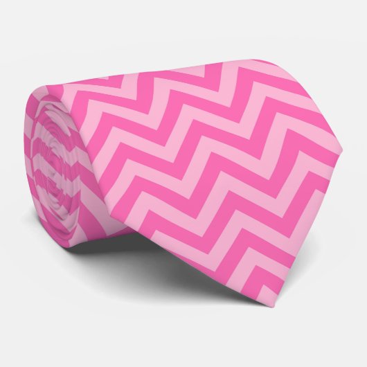 Cravate Hot Pink 2, Cotton Candy LG Chevron ZigZag Pattern (Roulé)