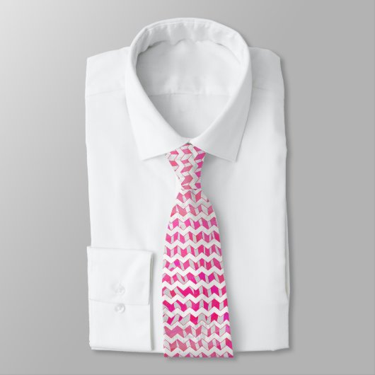 Cravate Hot Pink and White Chevron Zebra (Attaché)