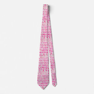 Cravate Hot Pink and White Chevron Zebra