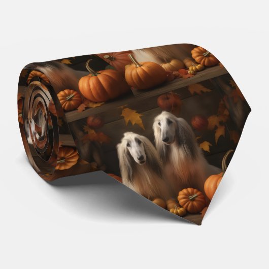 Cravate hound afghan Chiot Automne Citrouille de plaisir (Roulé)