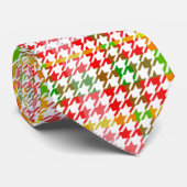 Cravate Houndstooth Classic Rouge Vert Jaune Plaid (Roulé)