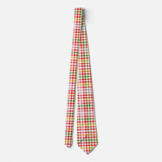 Cravate Houndstooth Classic Rouge Vert Jaune Plaid (Dos)