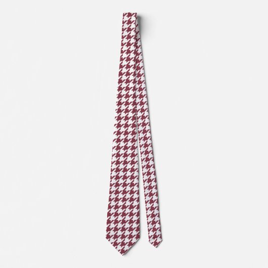 Cravate Houndstooth classique bordeaux et blanc (Devant)