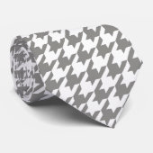 Cravate Houndstooth classique gris et blanc (Roulé)