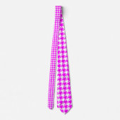 Cravate Houndstooth rose chaud sur Motif blanc (Dos)