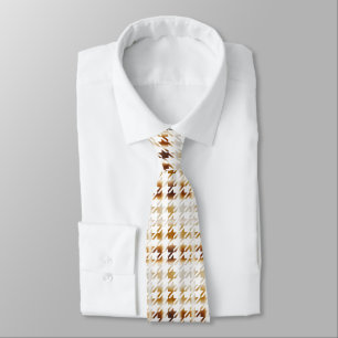 Cravate Houndstooth Soft Brown sur Motif blanc