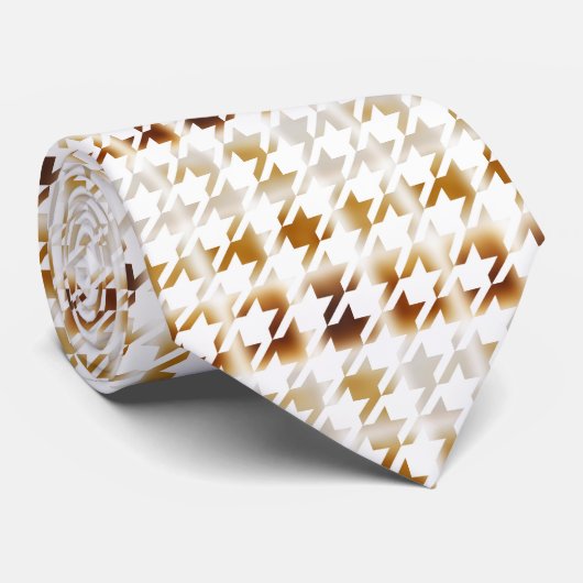 Cravate Houndstooth Soft Brown sur Motif blanc (Roulé)