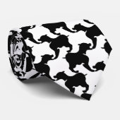 Cravate Houndstooth Style Tesselation Black Dog Silhouette (Roulé)
