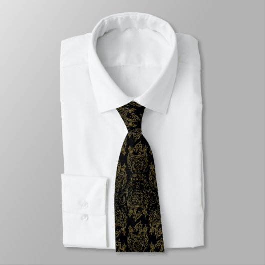 Cravate HOUSE of the Dragon | Gold Filigree Dragon Pattern (Attaché)