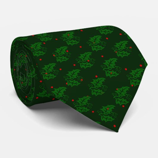 Cravate Houx de Noël (Roulé)