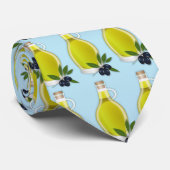 Cravate Huile d'olive grecque avec arrière - plan bleu cla (Roulé)