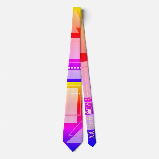 CRAVATE HUIT VITESSE AMUSANTE RÉTRO NEON FLUORO MOTIF EN F (Devant)