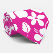 CRAVATE HULA HAÏIENNE (HIBISCUS) ROSE CHAUDE (Roulé)