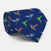 Cravate Hummingbirds modernes sur Navy Blue (Roulé)