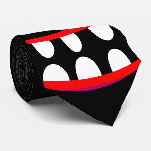 Cravate humoriste humoristique noir monstre joyeux visage 