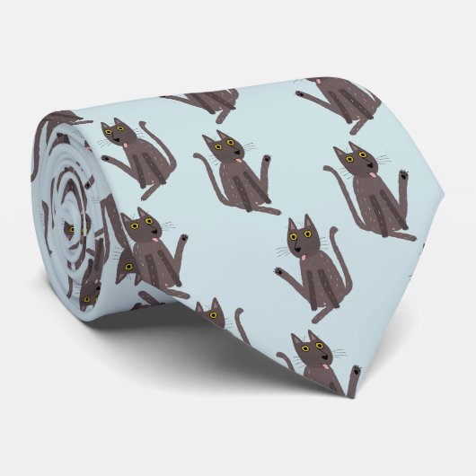 Cravate Humour drôle de chat (Roulé)