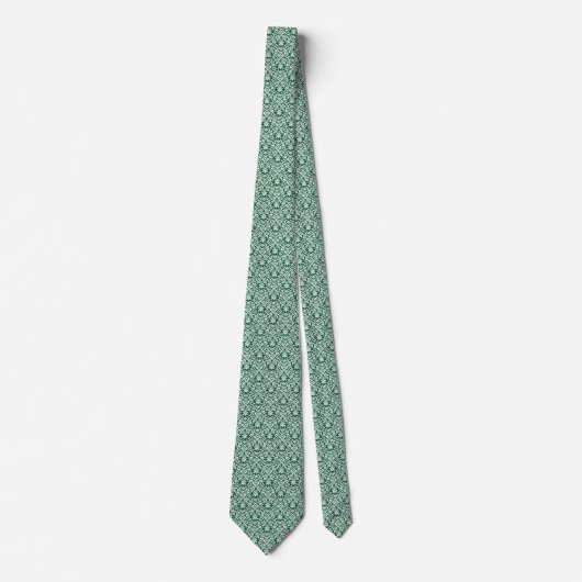Cravate Hunter Green & Soft Pale Green Baroque Damask (Devant)