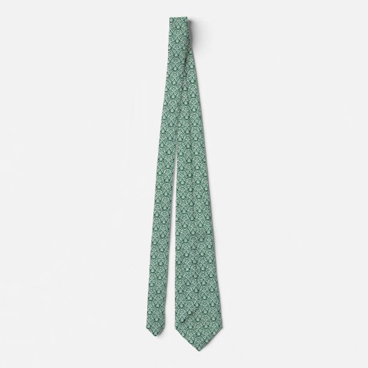 Cravate Hunter Green & Soft Pale Green Baroque Damask (Dos)