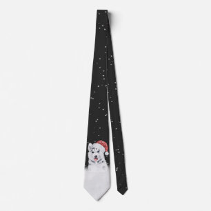 Cravate Husky Noël Dans Les Snowflakes