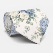 Cravate Hydrangea Bleu Poussiéreux Rose Blanche Crème Flor (Roulé)