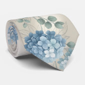 Cravate Hydrangea Bleu Tendre (Roulé)
