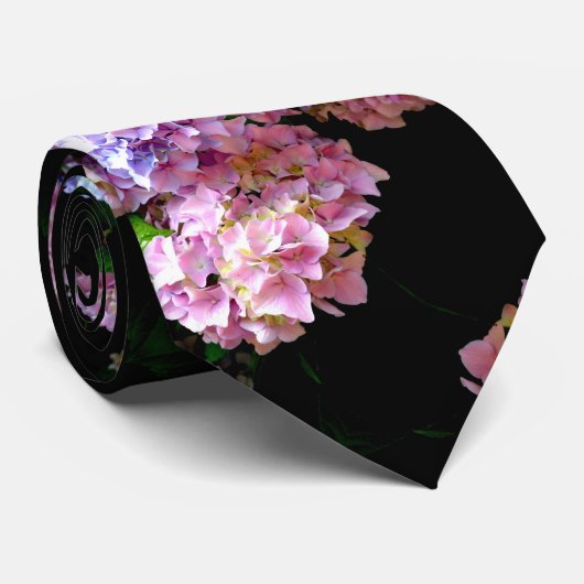 Cravate Hydrangea garden, rose, bleu, purple floral (Roulé)