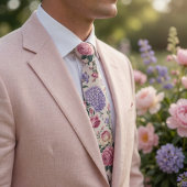 Cravate Hydrangea Rose Florale Pastel Élégant