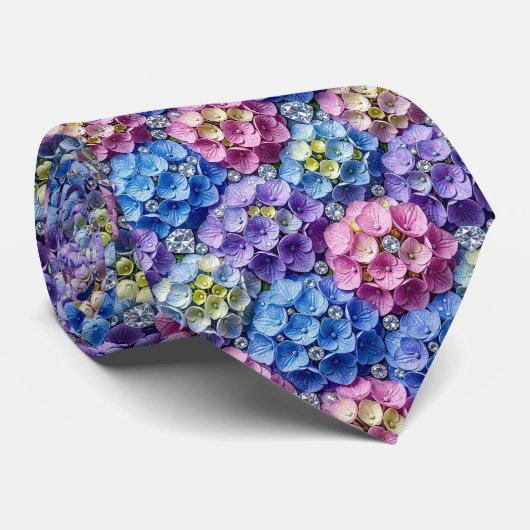 Cravate Hydrangeas & Diamonds | Collier de mariage et d'év (Roulé)