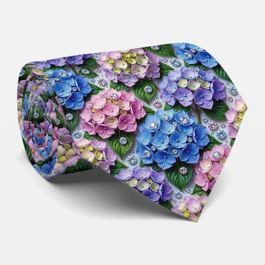 Cravate Hydrangeas & Diamonds | Collier de mariage et d'év (Roulé)