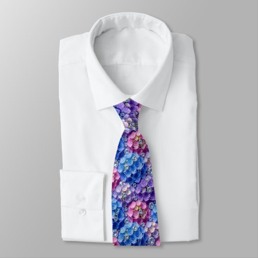 Cravate Hydrangeas & Diamonds | Collier de mariage et d'év (Attaché)