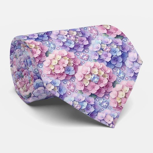 Cravate Hydrangeas & Diamonds | Collier de mariage et d'év (Roulé)