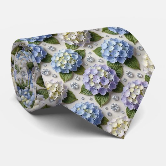 Cravate Hydrangeas & Diamonds | Collier de mariage et d'év (Roulé)