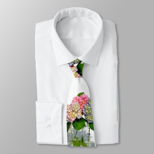 Cravate Hydrangeas et jarre de Mason (Attaché)