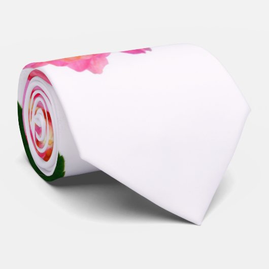 Cravate Hydrangée rose rose fleur rose (Roulé)