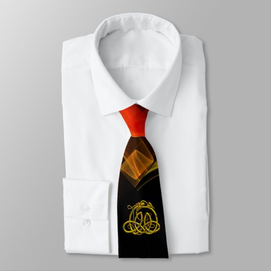 Cravate HYPER DRAGON, BOUTEILLES DE CELTIQUE OR Orange Bla (Attaché)