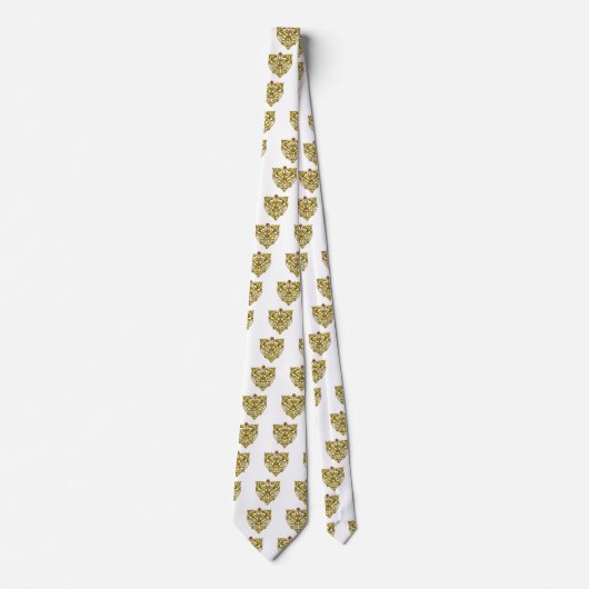 Cravate HYPER VALENTINE / COEUR CELTIQUE OR blanc (Devant)