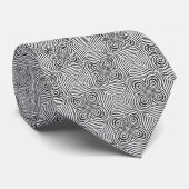 Cravate Hypnotic Black and White Concentric Circle Op (Roulé)