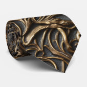 Cravate Hypnotique Abstrait Liquid Gold Metal Design Motif (Roulé)