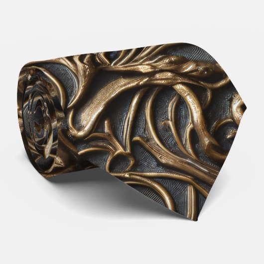 Cravate Hypnotique Abstrait Liquid Gold Metal Design Motif (Roulé)