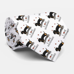 Cravate I Love Dachshunds (noir et bronze) Mignonne chien