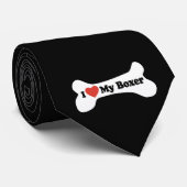 Cravate I Love My Boxer - Chien Bone (Roulé)