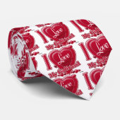 Cravate I Love My Girlfriend rouge - coeur (Roulé)