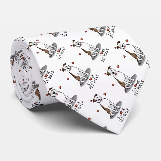 Cravate I Love Pit Bulls (lt brindle white 3) (Roulé)