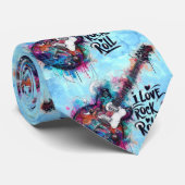 Cravate I Love Rock N Roll Electric Guitare Musique Art Bl (Roulé)