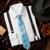 Cravate Ice Blue Treble Clef Music Notes - Musical Pattern